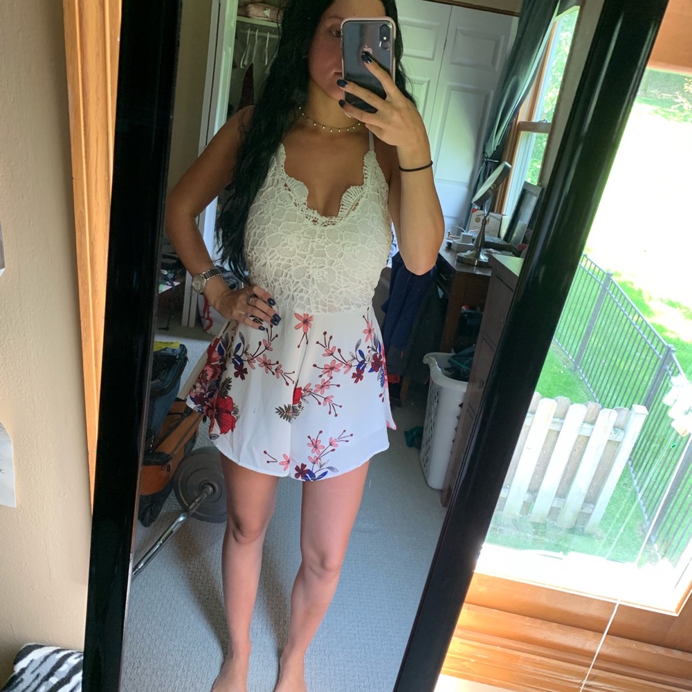 Lace flower romper